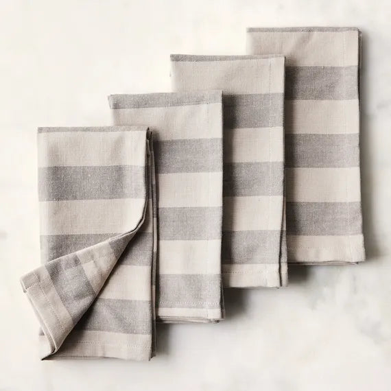 Essential Striped Cotton Napkins, Set of 4