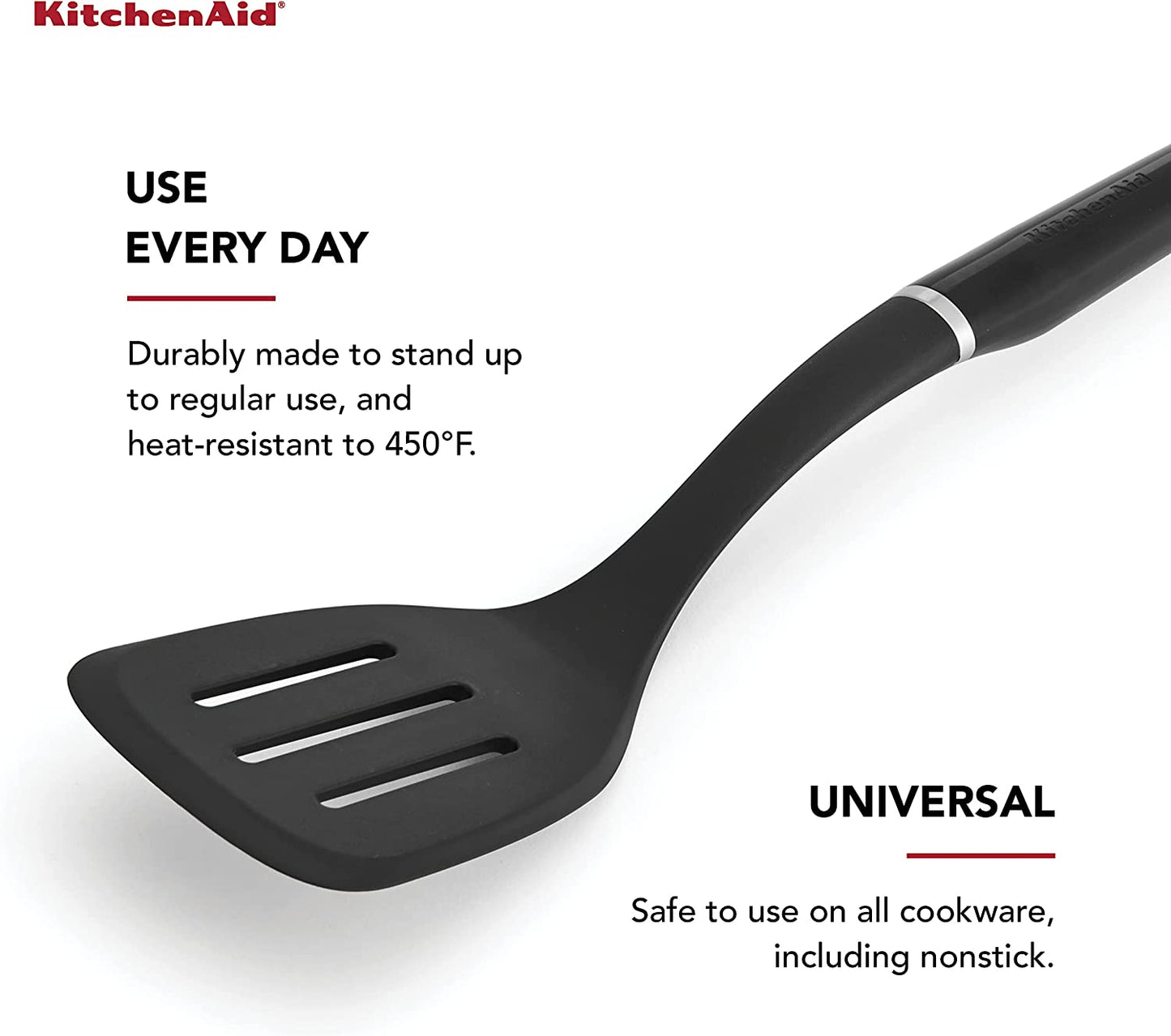 KitchenAid Classic Slotted Turner, One Size, Black 2, 13.66-Inch