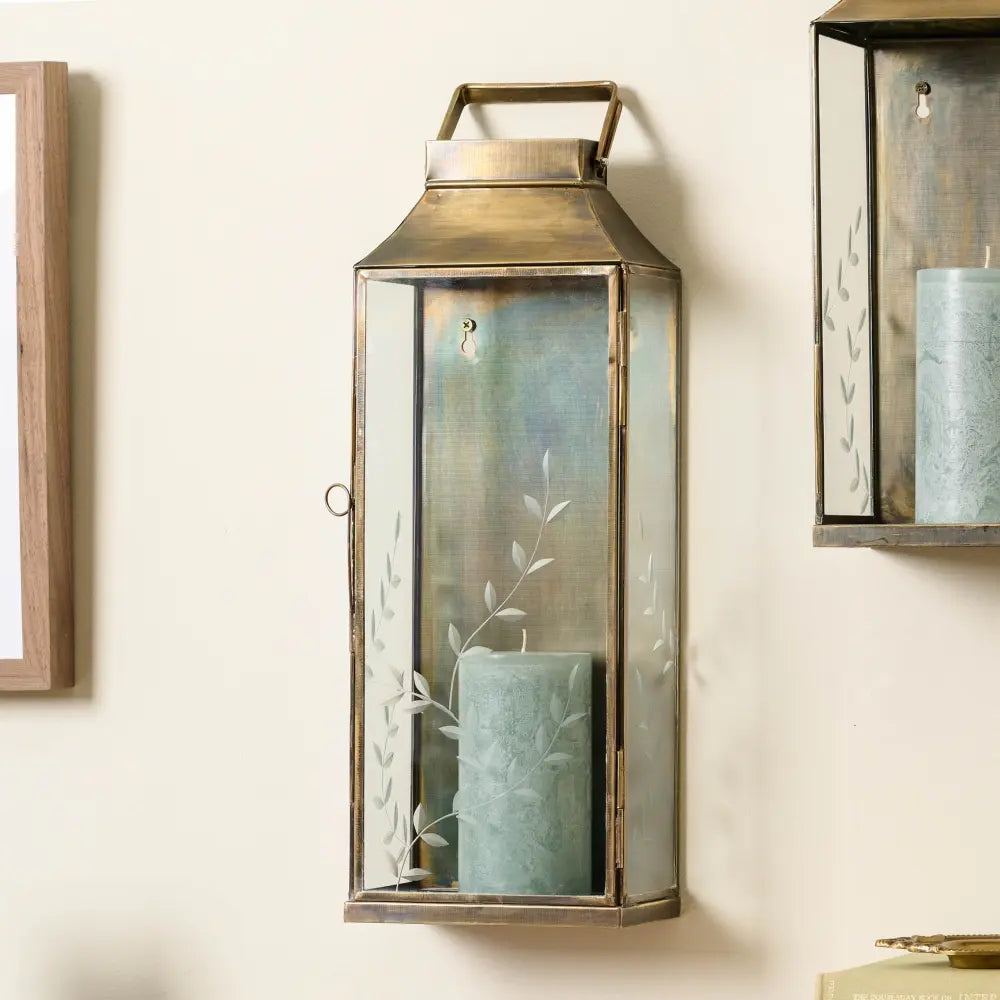 Vera Antiqued Brass Wall Lantern
