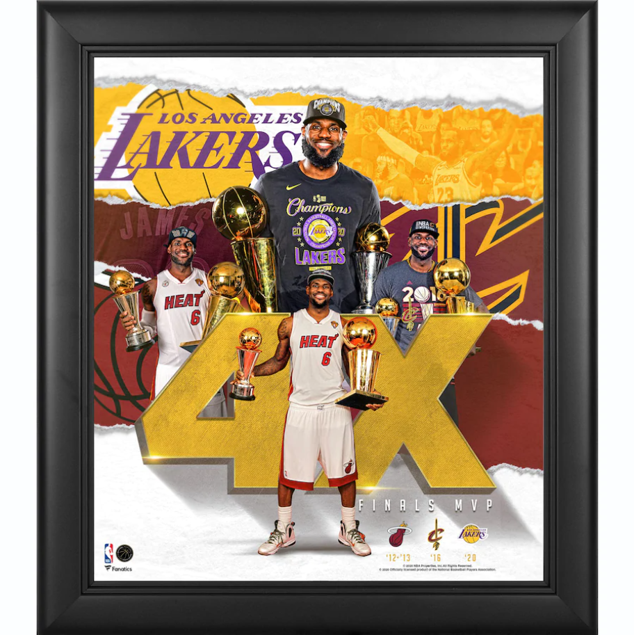 LeBron James Los Angeles Lakers Fanatics Authentic Framed 15" x 17" 4X NBA Finals MVP Collage