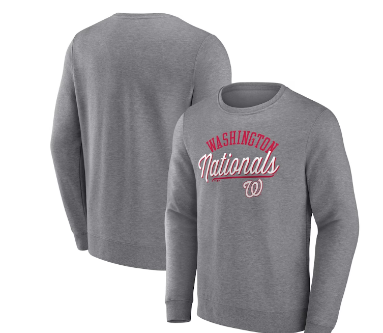 Men's Washington Nationals Fanatics Branded Heather Gray Simplicity Pullover Sweatshirt