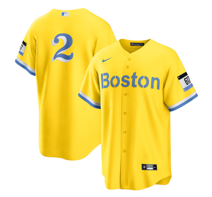 Men's Boston Red Sox Xander Bogaerts Nike Gold/Light Blue City Connect Replica Player Jersey