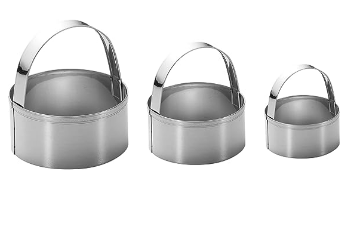 3 Pieces Round Biscuit Cutter with Handle