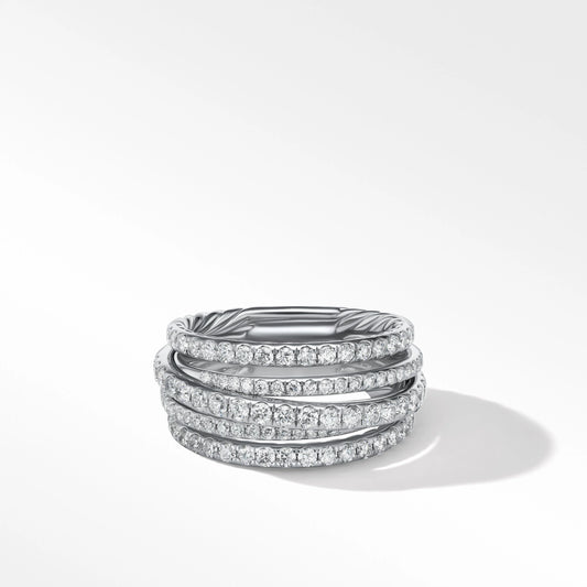 The Crossover Collection® for Women Pavé Crossover Ring in 18K White Gold with Diamonds