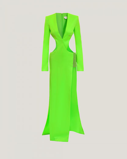 Evening dress with rhinestones