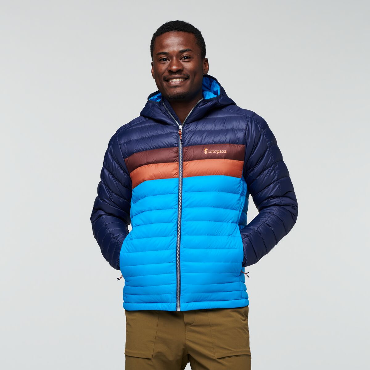 Fuego Down Hooded Jacket - Men's, Maritime/Saltwater, Model Jeremy