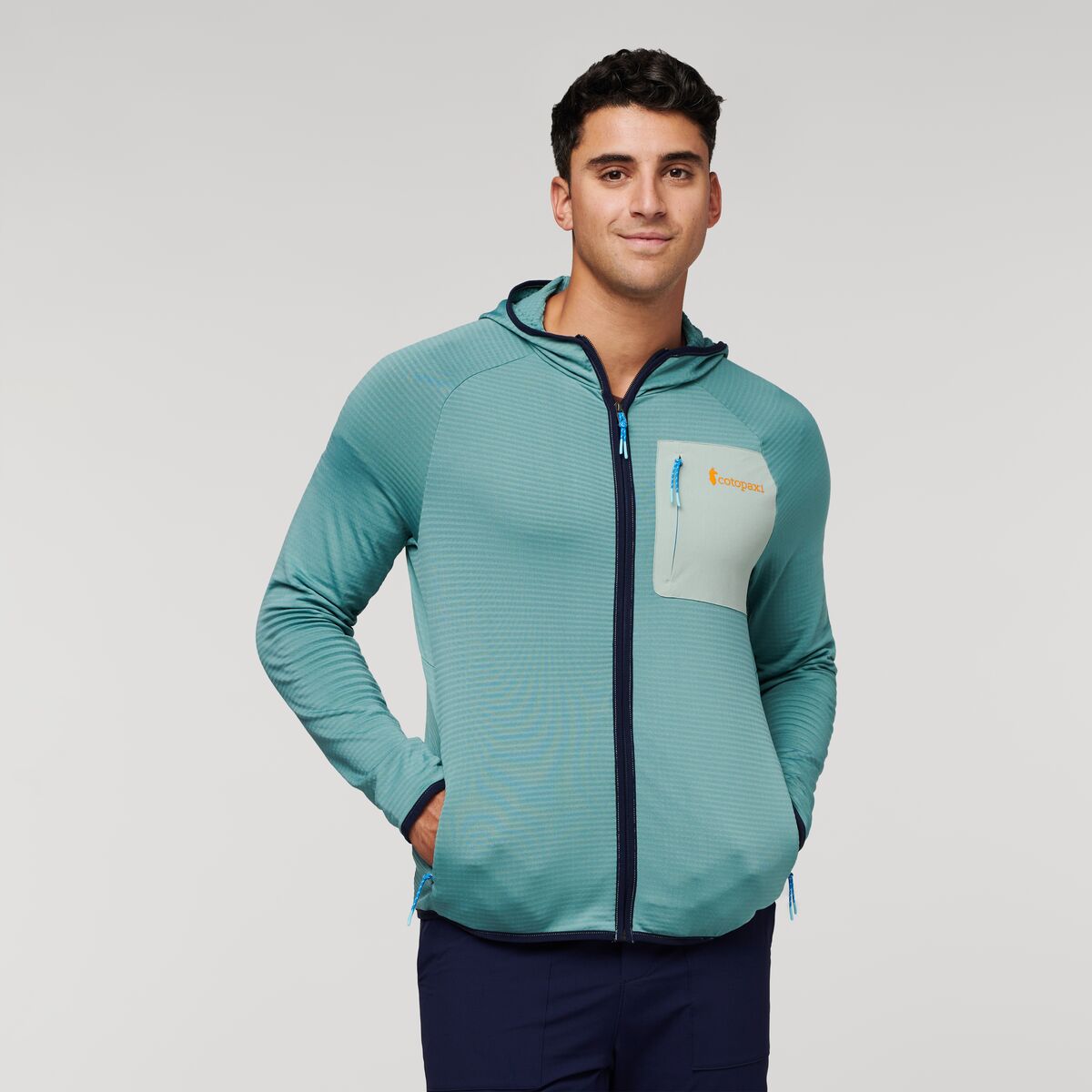 Otero Fleece Full-Zip Hooded Jacket - Men's, Bluegrass, Model Munther