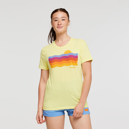 Disco Wave Organic T-Shirt - Women's, Lemonade, Model Aya