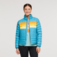 Fuego Down Jacket - Women's, Poolside Stripes, Model Aya