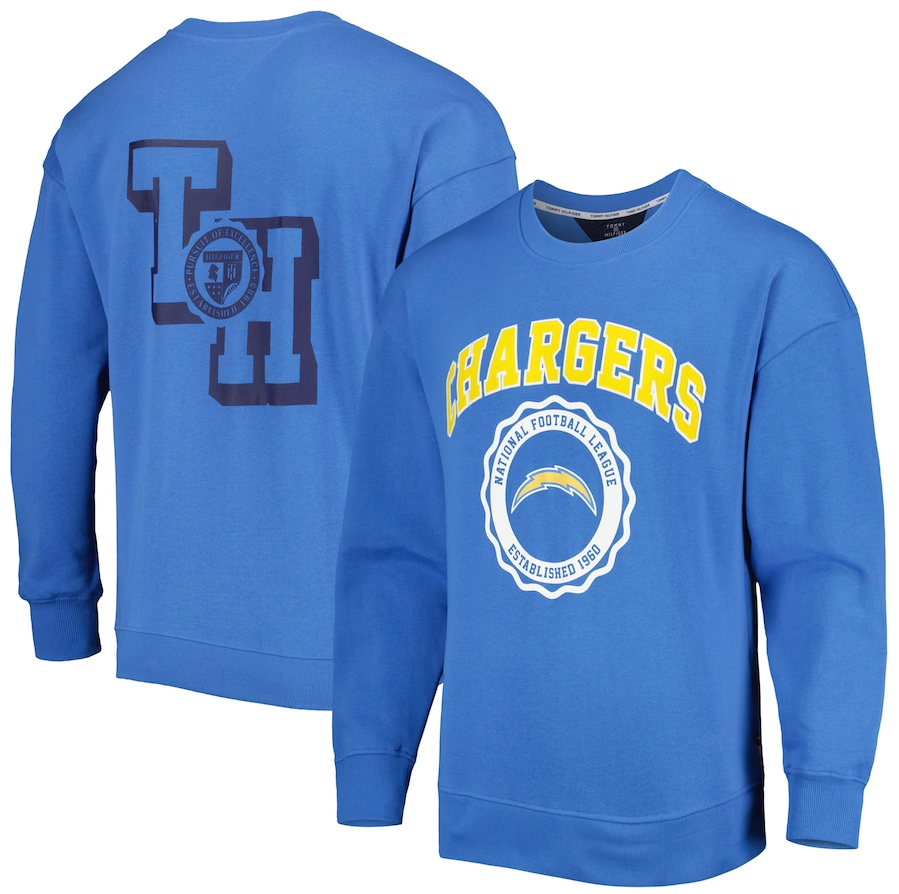 Los Angeles Chargers Tommy Hilfiger Ronald Crew Sweatshirt - Powder Blue