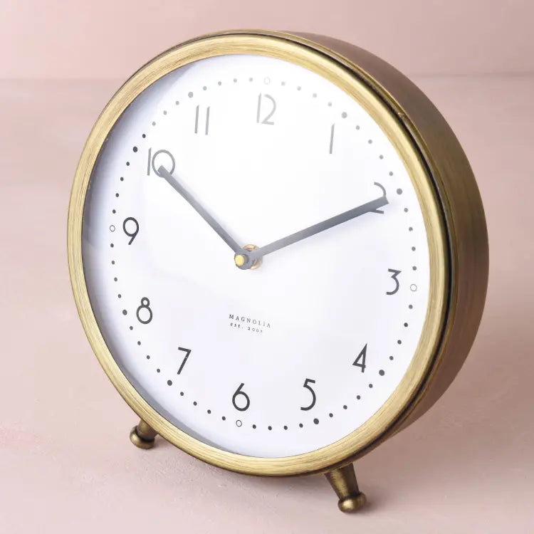 Lonnie Antique Brass Table Clock