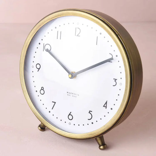 Lonnie Antique Brass Table Clock