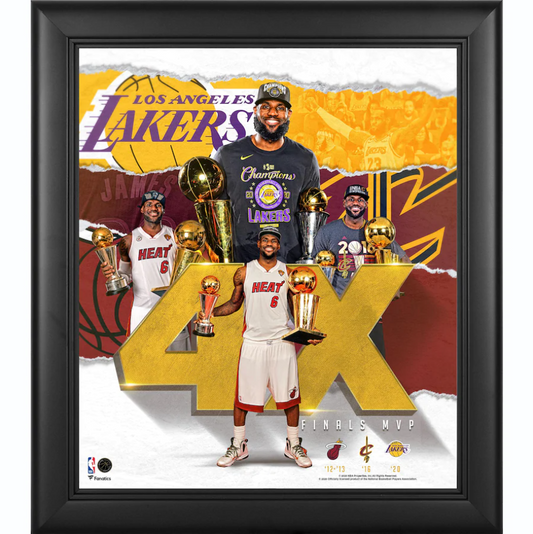 LeBron James Los Angeles Lakers Fanatics Authentic Framed 15" x 17" 4X NBA Finals MVP Collage