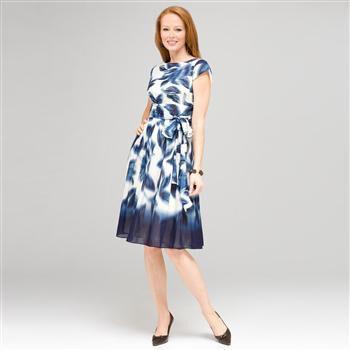 Blurred Leaf Floral Wrap Dress